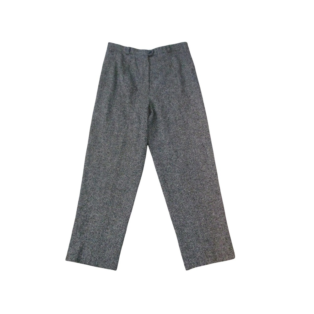 Talbots Petites Trousers 12P Black‎ White Silk Wool Tweed Straight Leg Pants